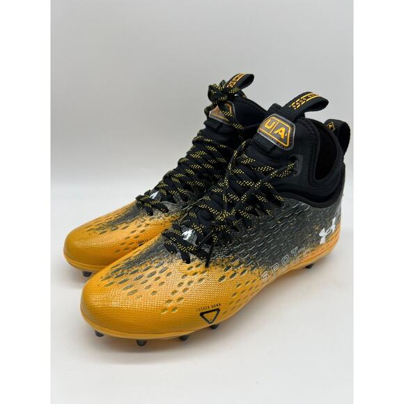 Under Armour Spotlight Lux 3026576-001 Yellow Black Football Cleats Men\'s Size 9
